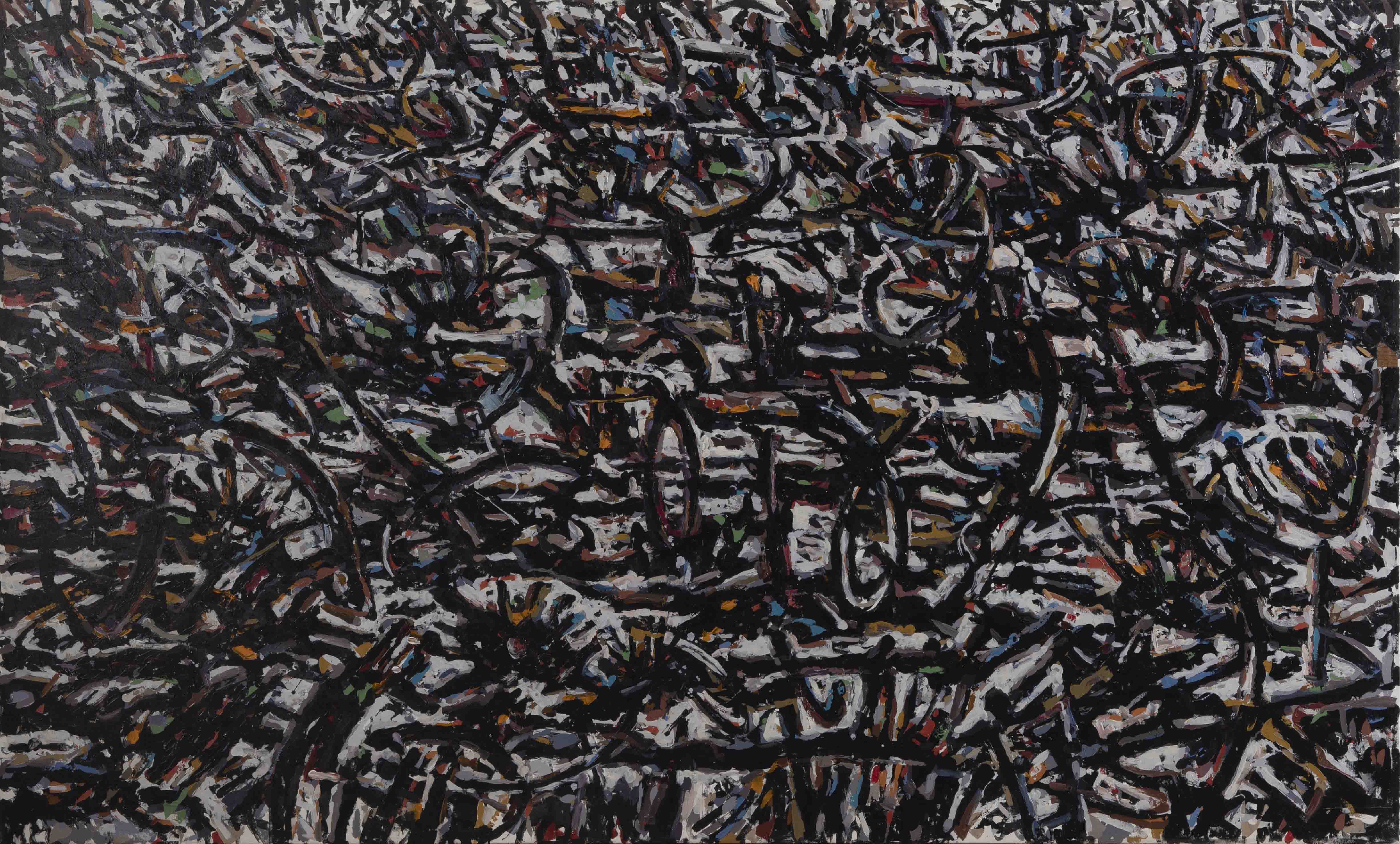 Taslarin üzerindeki izler-1,  tuval üzeri akril boya, 150x250 cm, 2012